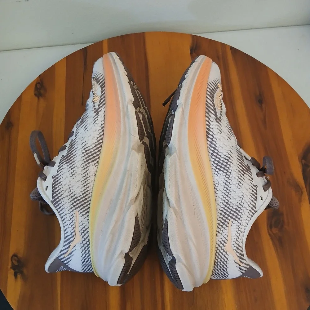 Hoka Clifton 9 GTX Women 6 Grey Peach Running Shoes Sneakers 1141490F CMK